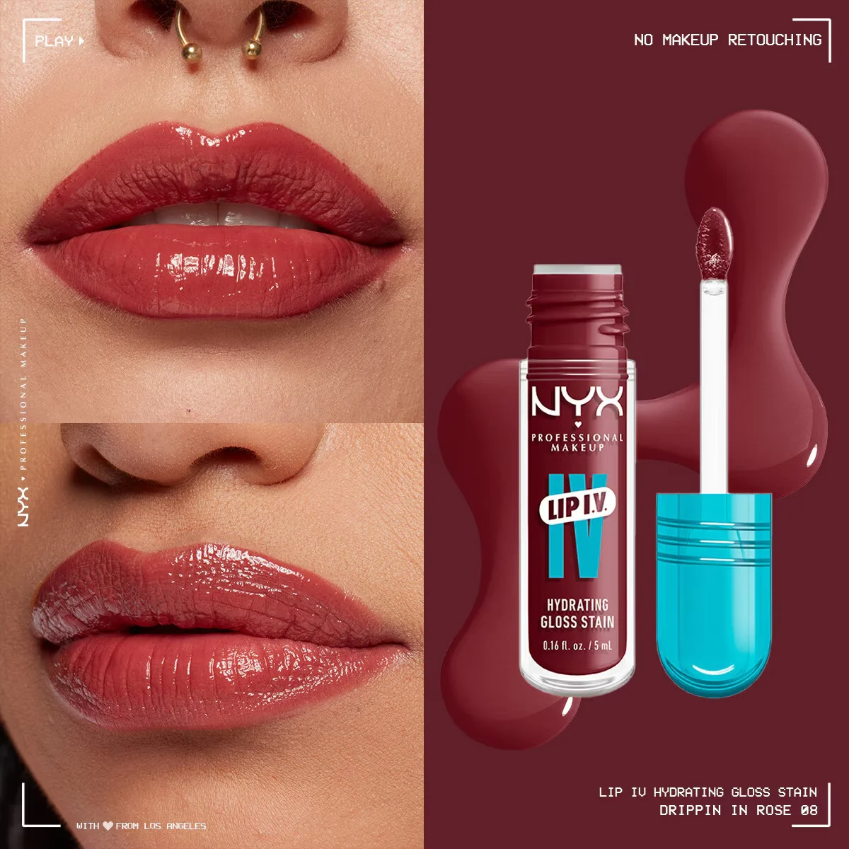 NYX Lip I.V. Vitamin-Infused Gloss &amp; Tint - Dripping in Rose