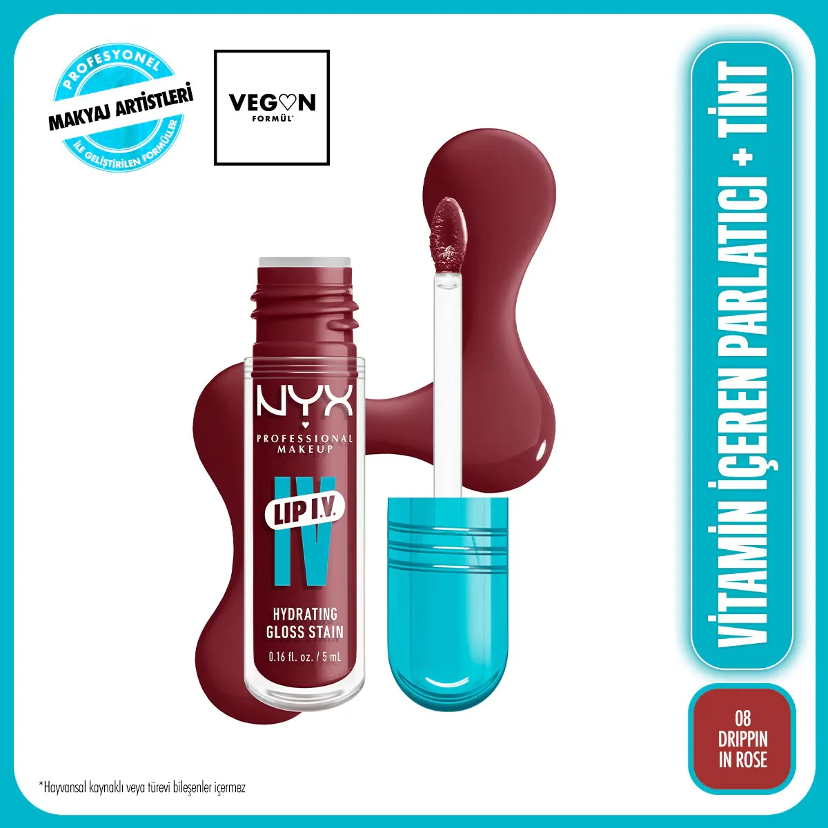 Nyx Professional Make Up Lip Iv Lip Gloss Tint Dripping In Rose