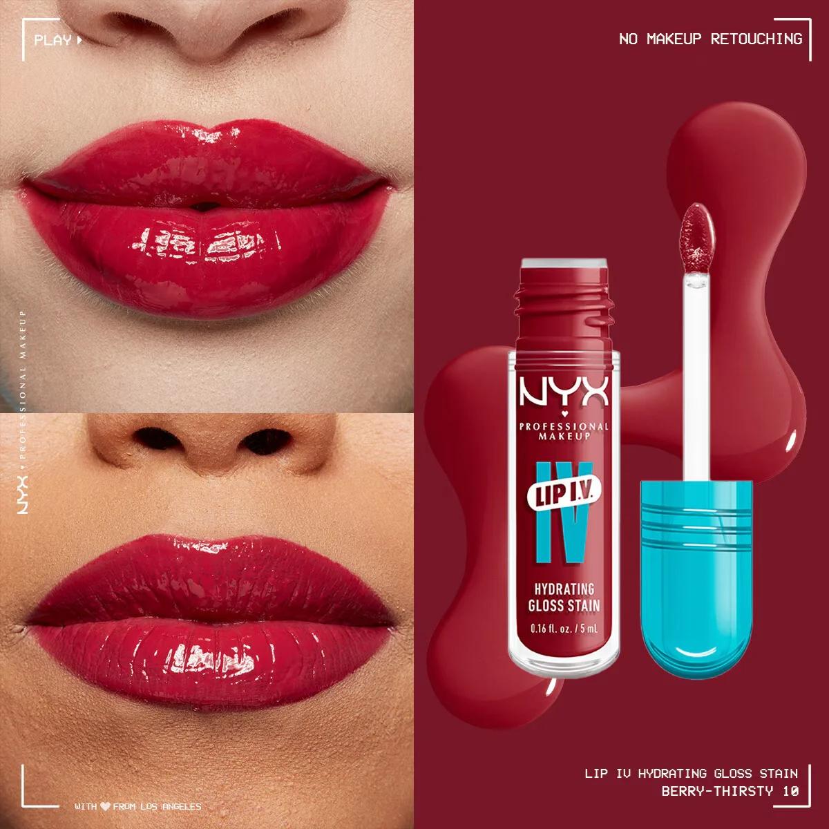 Nyx Professional Make Up Lip Iv Lip Gloss Tint Berry Thirsty