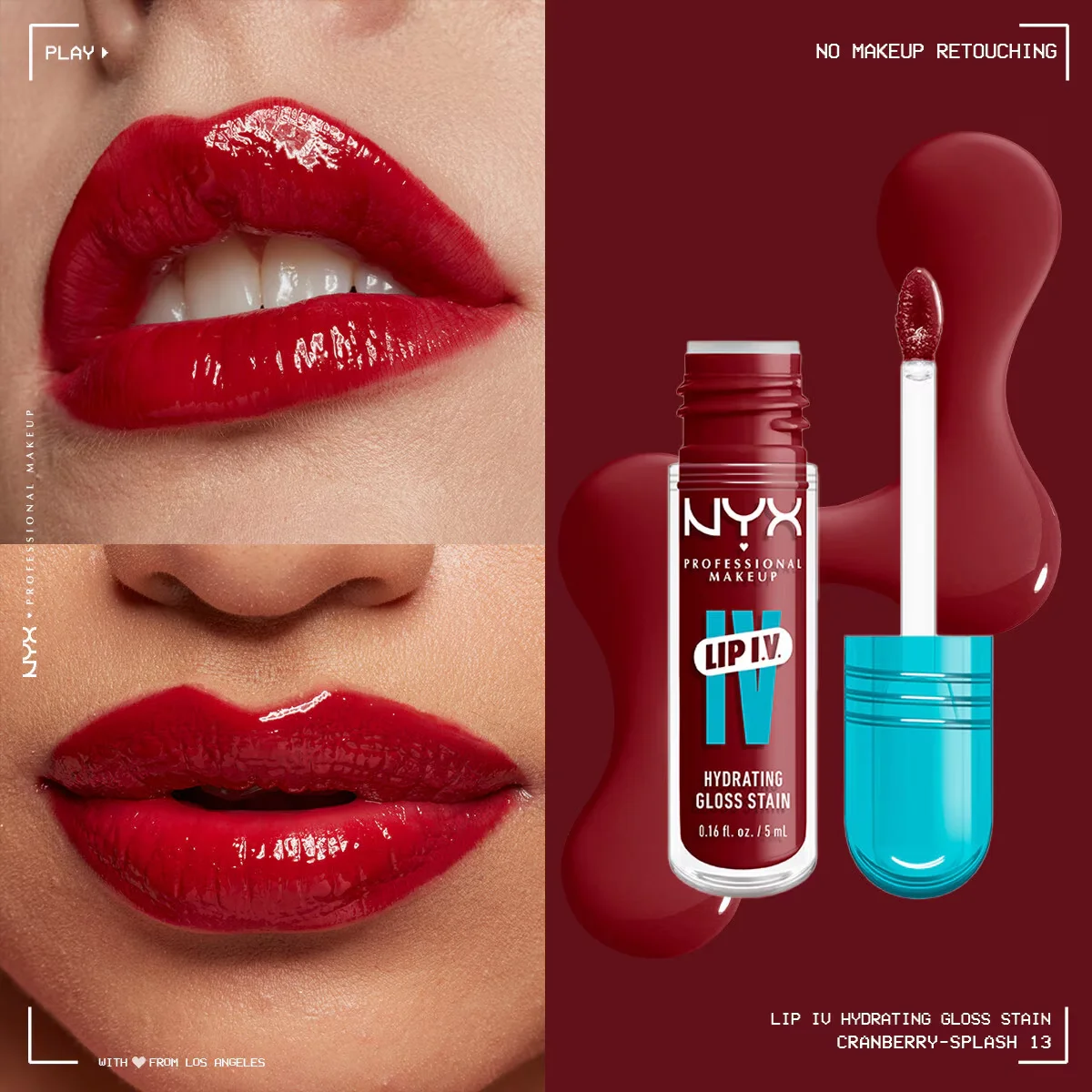 NYX Lip I.V. Vitamin-Infused Gloss &amp; Tint - Cranberry Splash