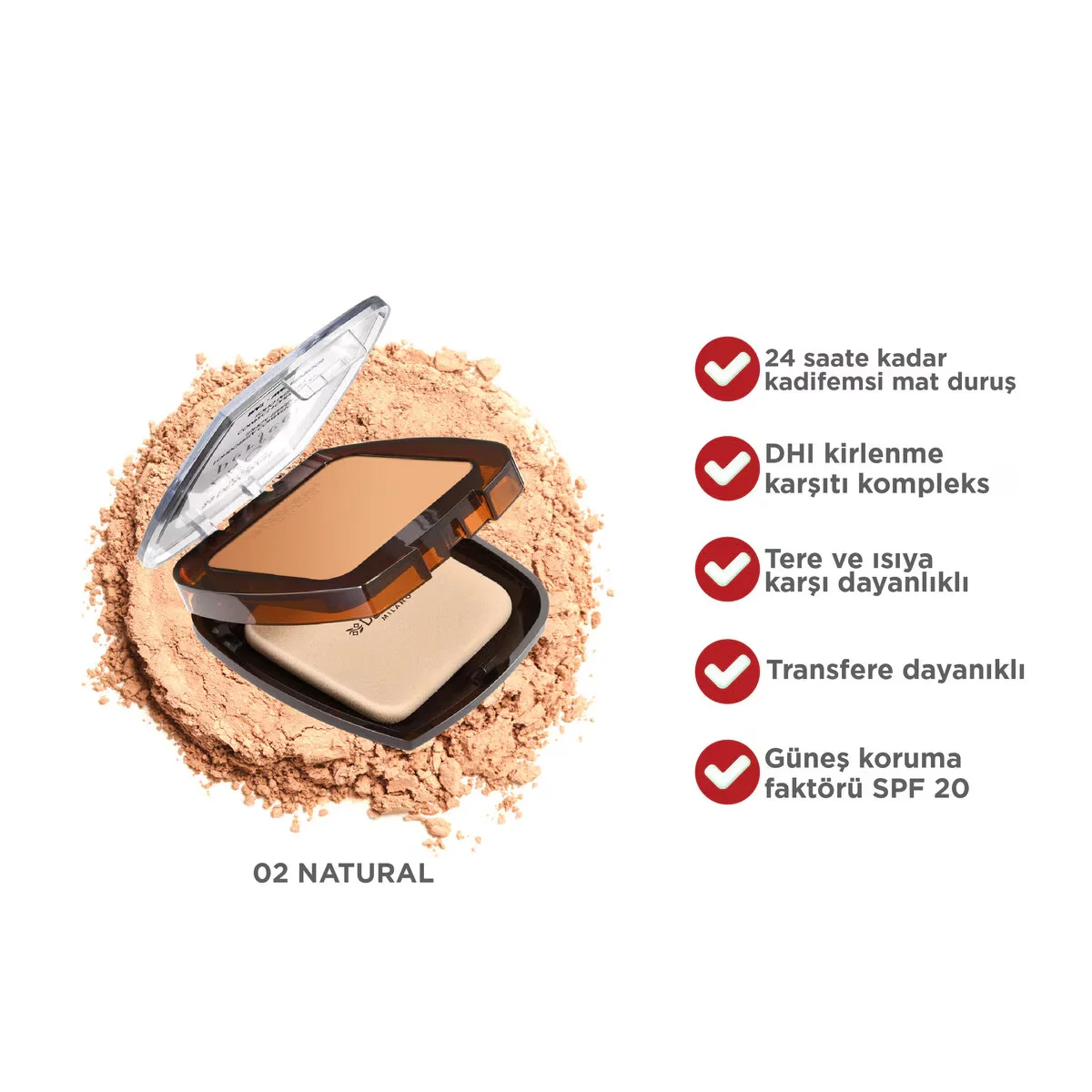 Deborah 24 ore Compact Long Lasting Foundation Natural 02