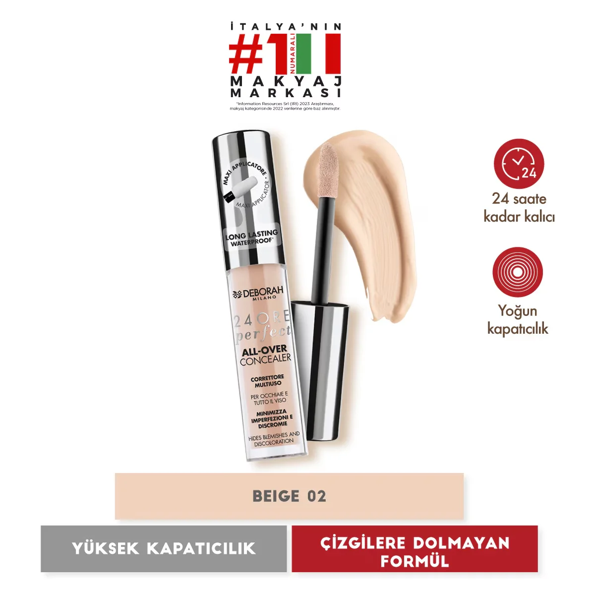 Deborah 24Ore Waterproof Concealer 02 Beige