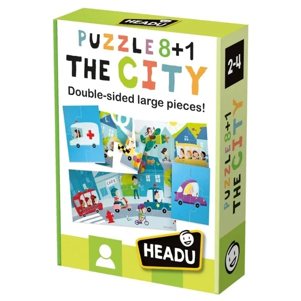Headu Puzzle 8+1 city - Double Sided Puzzle (2-5 years Old)