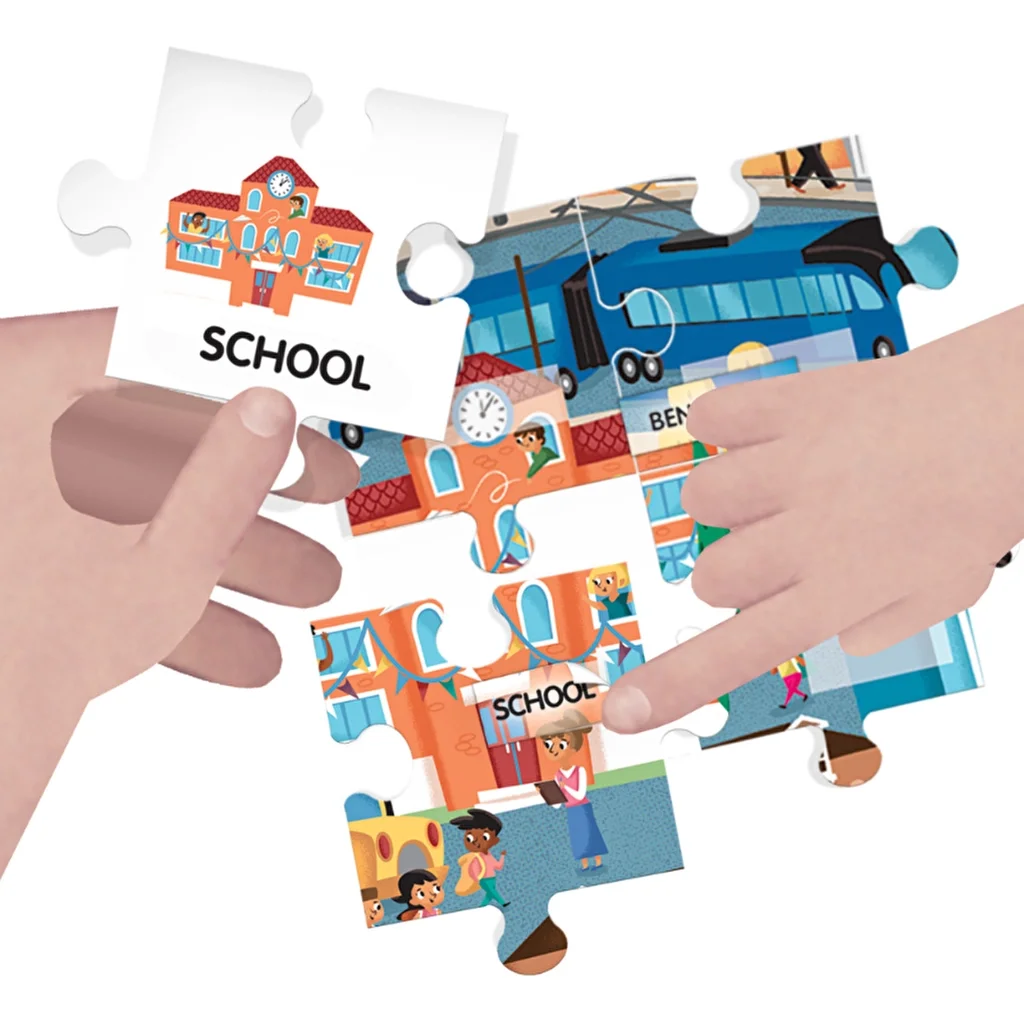 Headu Easy English Stadtpuzzle für Kinder - 100 Wörter (4-8)