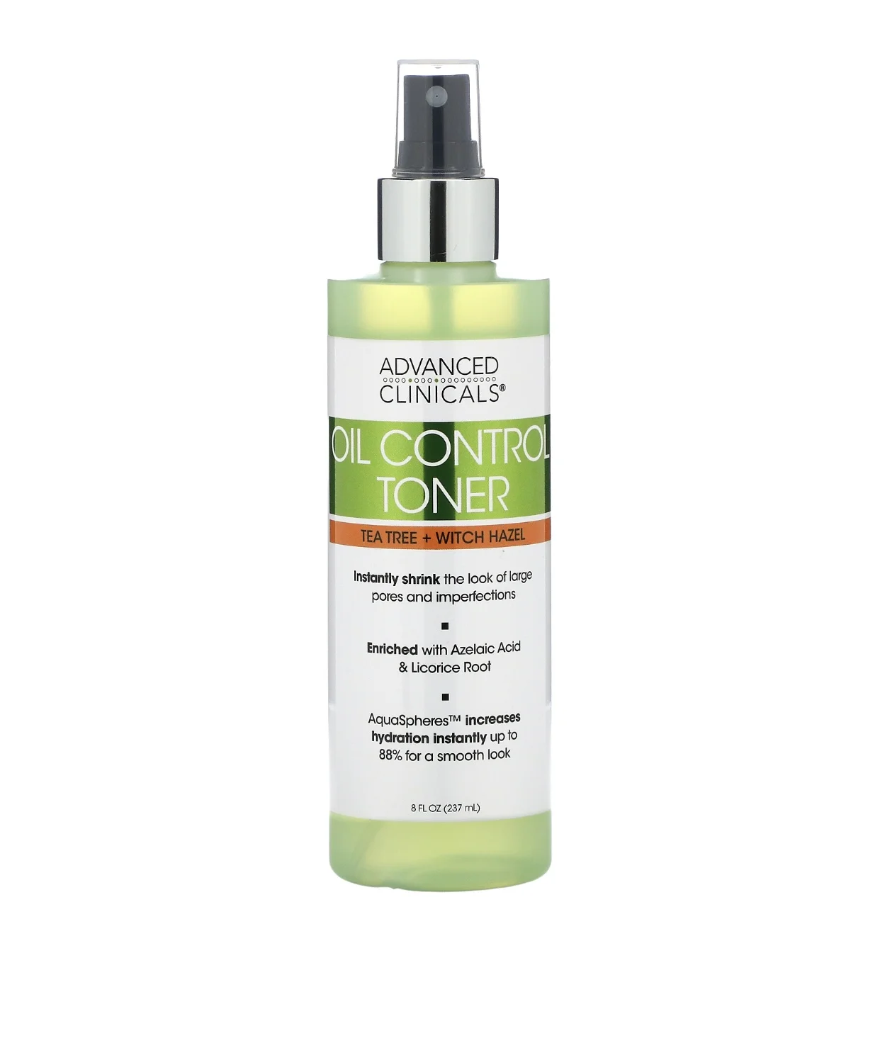 Advanced Clinicals Oil Control Toner Tea Tree + Witch Hazel 237 ml