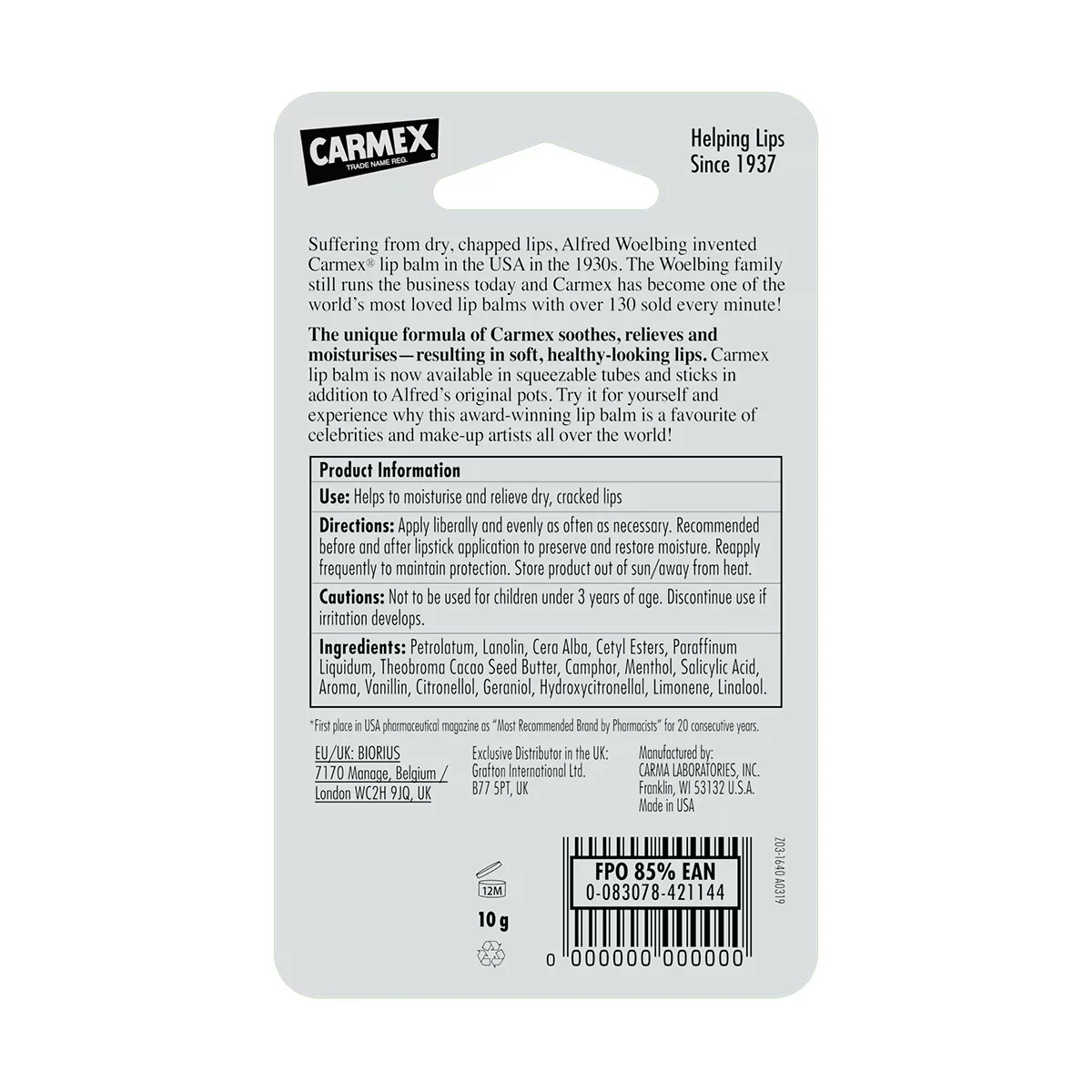 Carmex Original Lippenbalsam 10g