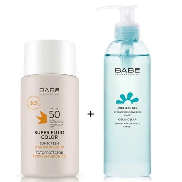 Babe Super Fluid Color Spf50+ 50 ml + Mineral Gel 90 ml Gift