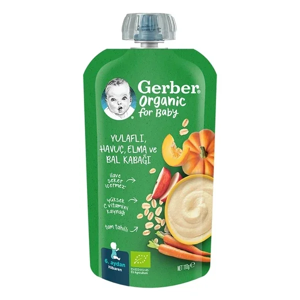 Gerber Organic Oatmeal Carrot Apple Pumpkin Mango Puree 110 gr