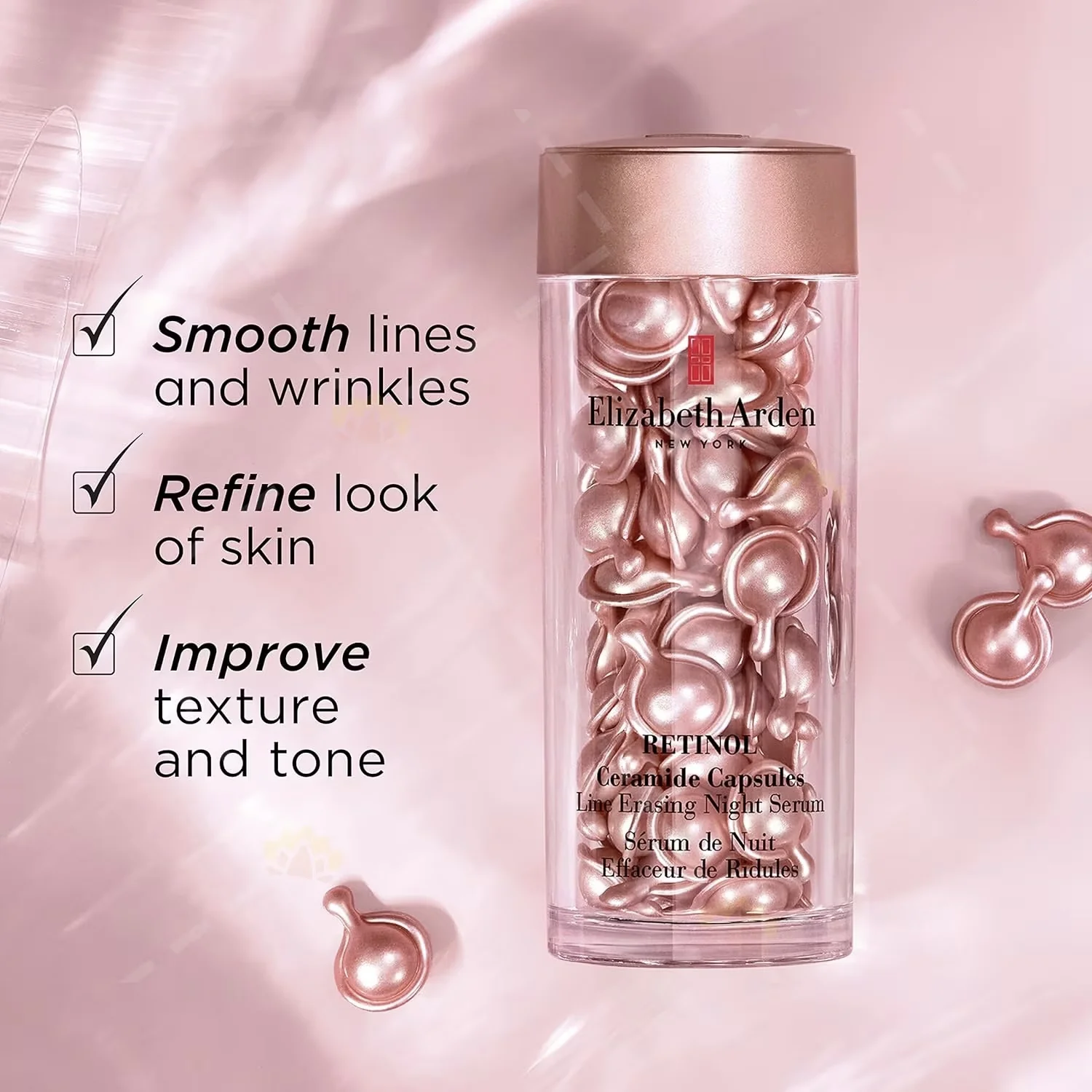 Elizabeth Arden Retinol Ceramide Night Capsules for Fine Line Removal, 60 Capsules