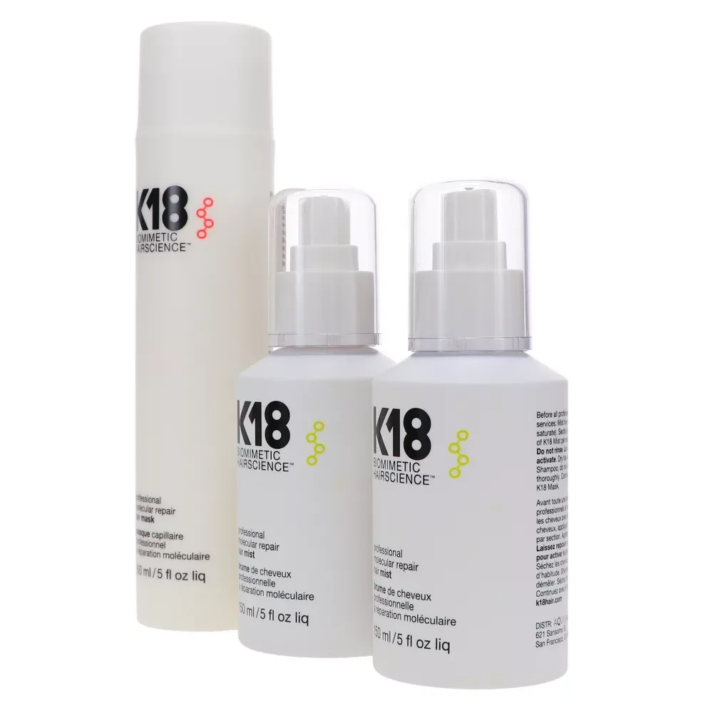 K18 Three-Piece Damaged Hair Repair Set with Peptides