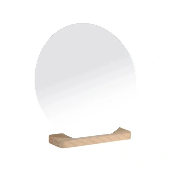 Evcazim Round Asymmetrical Wooden Makeup Mirror - 30 cm Elegance