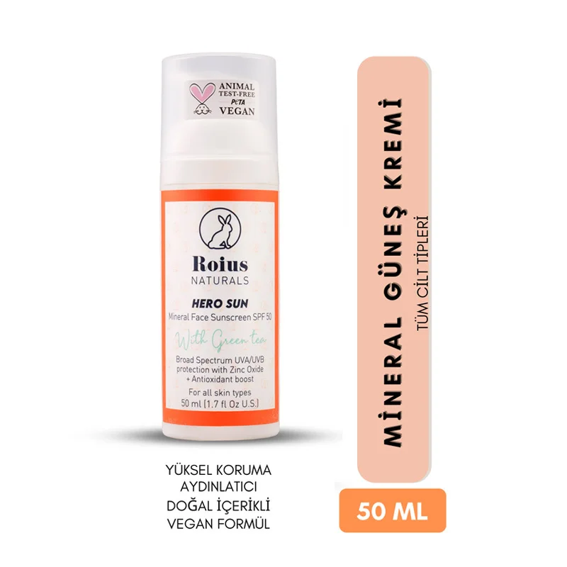 Roius Naturals Hero Sun Mineral Spf50+ Face Sunscreen 50 ml