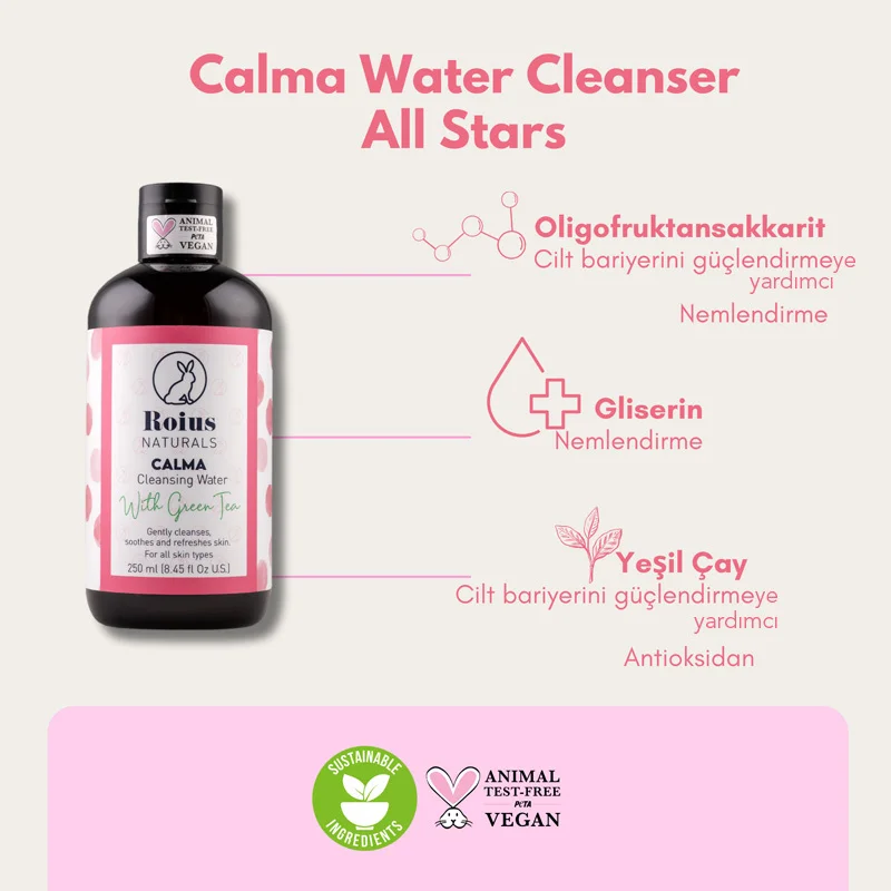 Roius Naturals CALMA Grüner Tee Reinigungswasser 250 ml