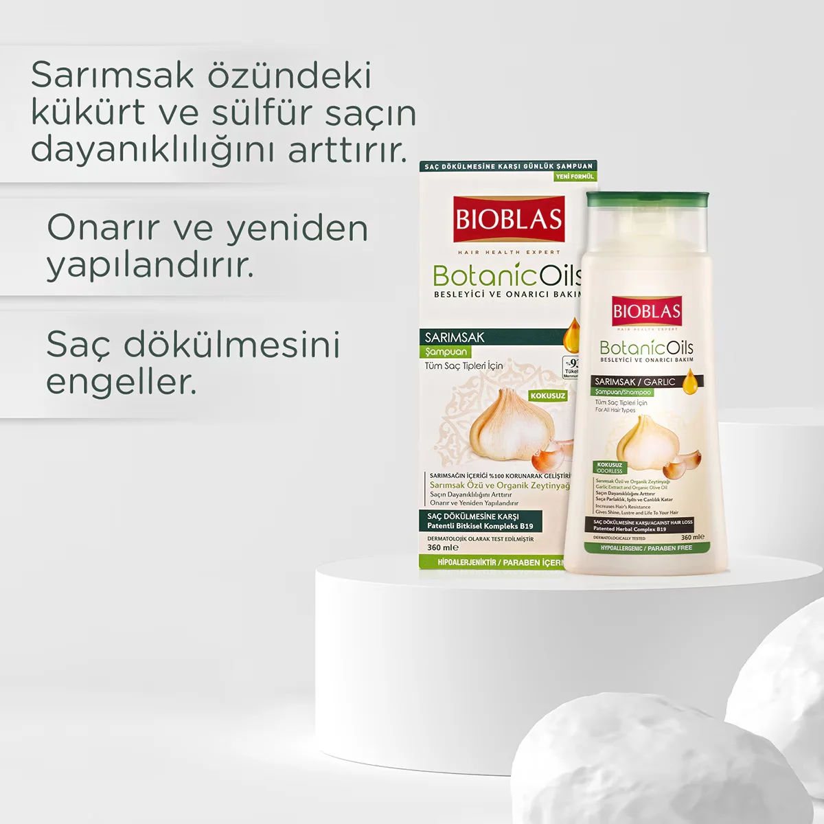 Bioblas Duftfreies Knoblauch Shampoo für Alle Haartypen 360ml