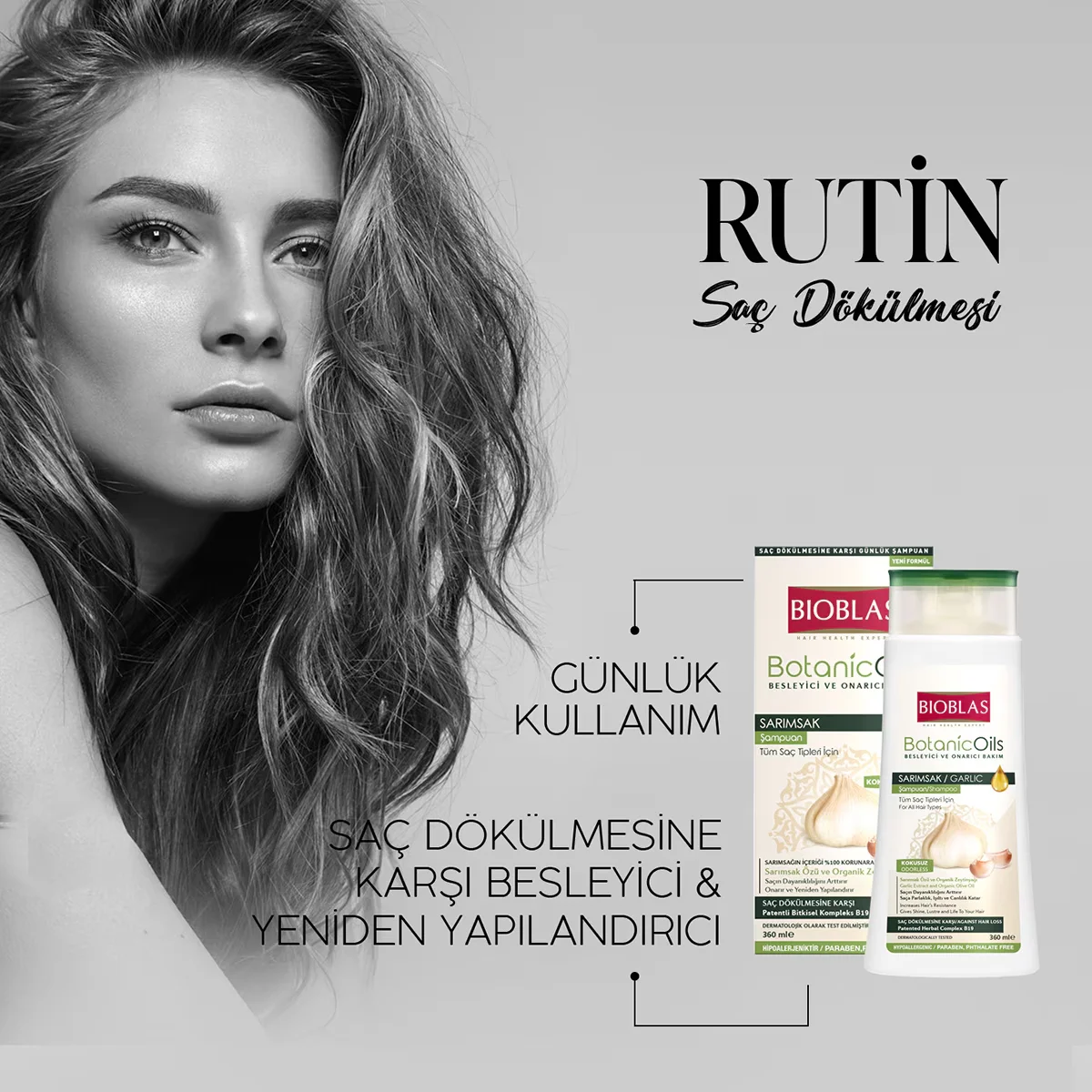 Bioblas Duftfreies Knoblauch Shampoo für Alle Haartypen 360ml