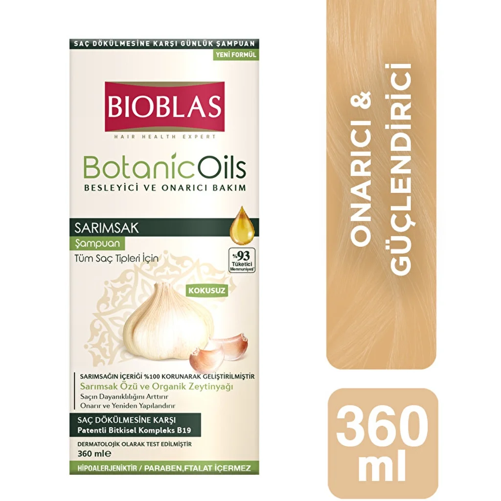Bioblas Duftfreies Knoblauch Shampoo für Alle Haartypen 360ml