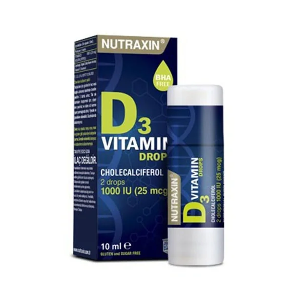 Nutraxin Vitamin D3 Drops Chalecalciferol 2 drops 1000 ui 10 ml