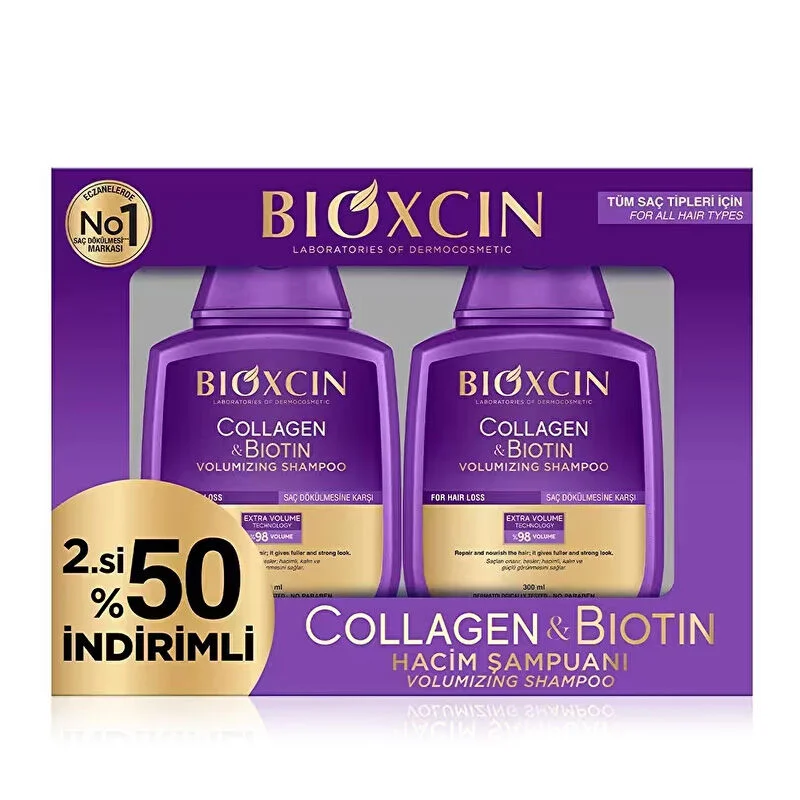Шампунь против выпадения волос Bioxcin Коллаген Биотин 300 мл 2 x 300 мл
