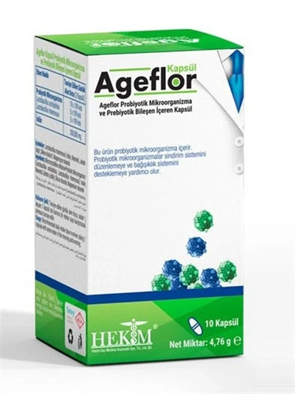 Ageflor Probiotic Microorganism & Prebiotic Ingredients 10 capsules