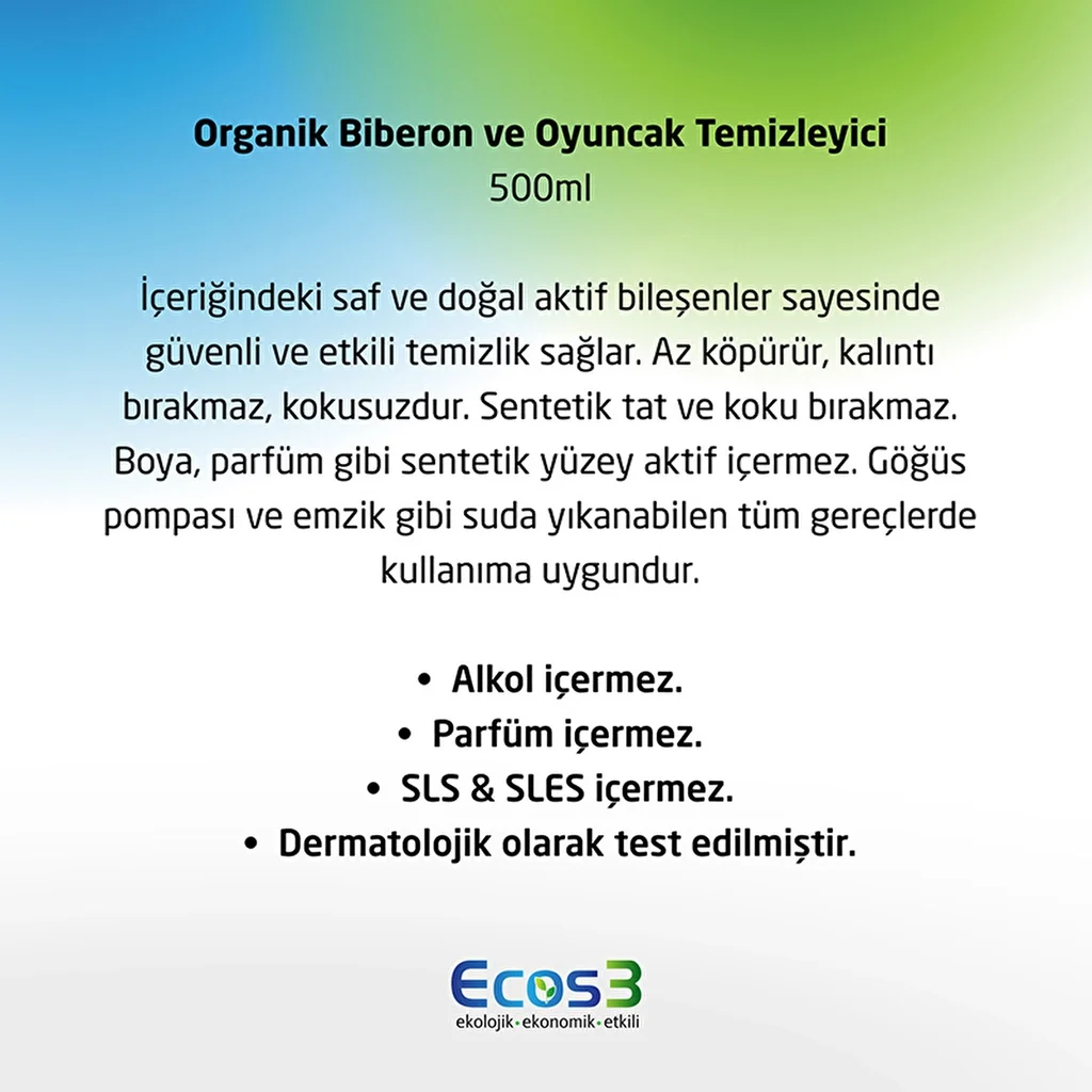 Ecos3 منظف ​​الزجاجات والألعاب العضوي إيكوس3، 500 مل