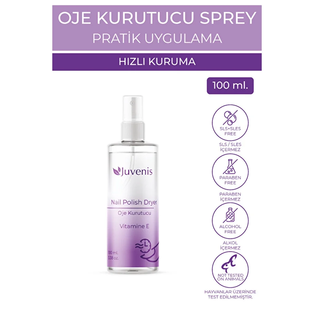 Juvenis Schnell-Trocknender Nagellack Spray mit Vitamin E - 100ml