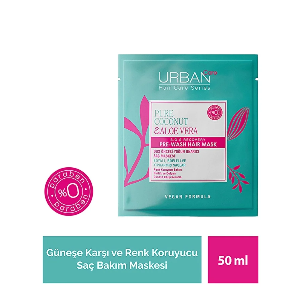 Urban Care قناع العناية بالشعر قبل الاستحمام من أوربان كير بجوز الهند النقي والصبار 50 مل