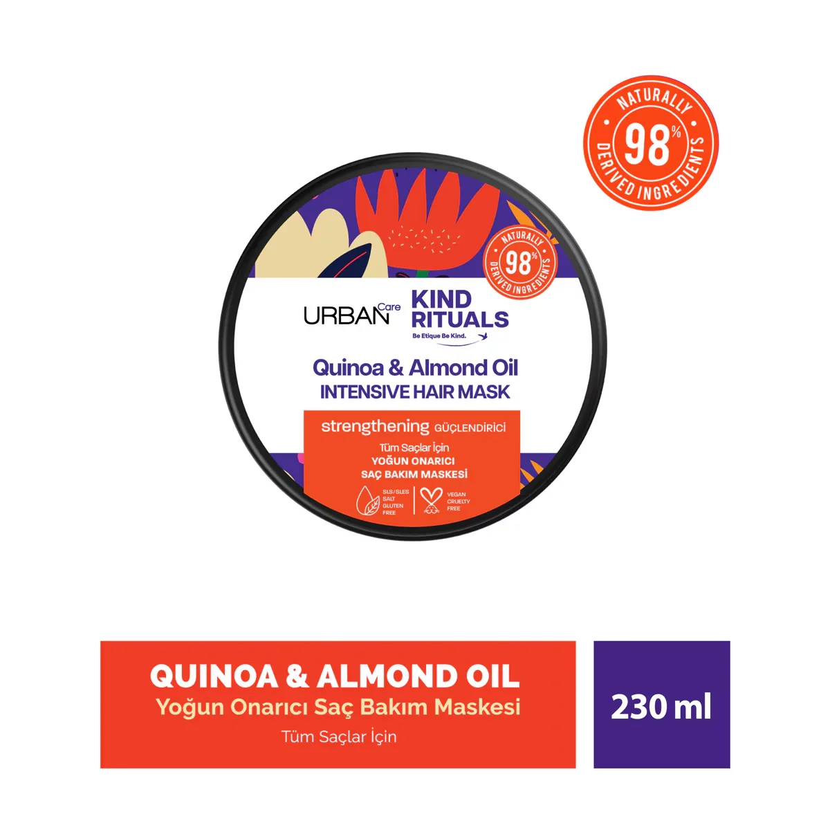 Маска для волос Urban Care Kind Rituals с киноа и миндалем 230 мл