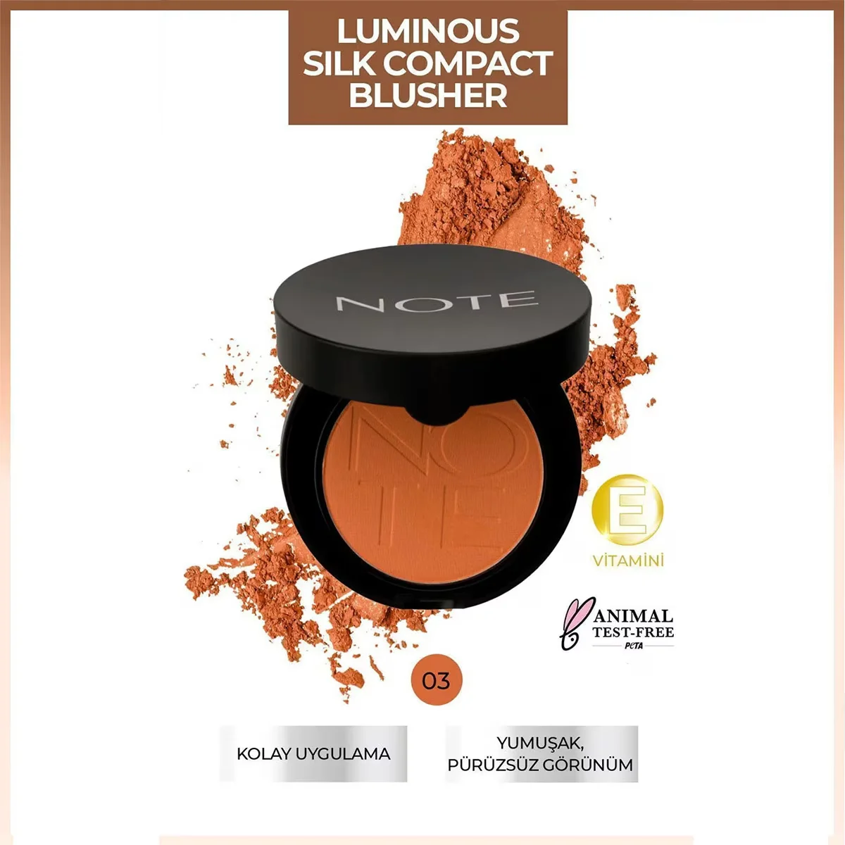 Note Luminous Silk Compact Blusher 03 coral