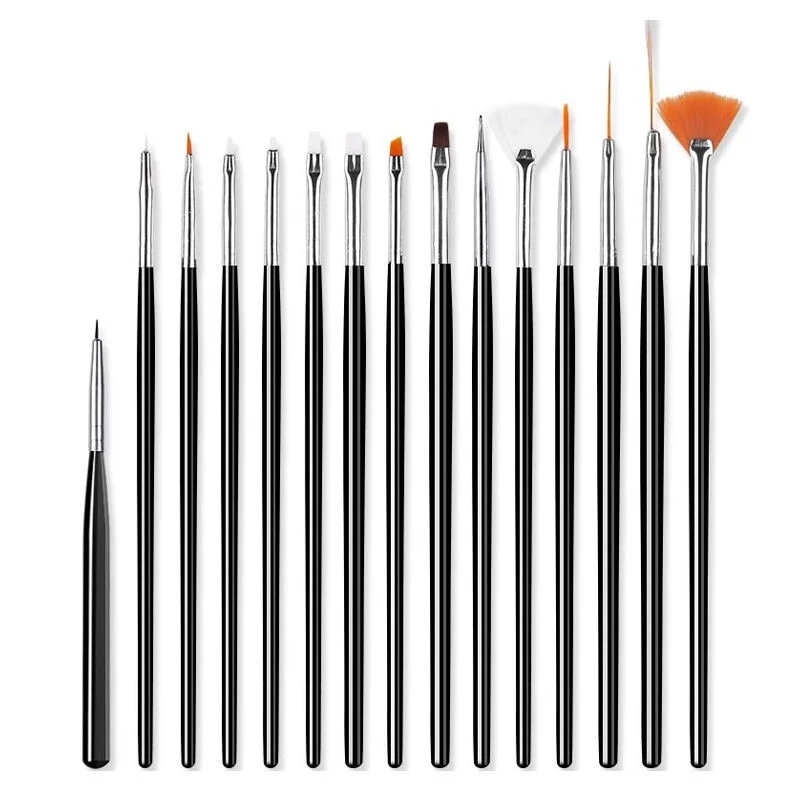 Nascita Black Nail Brush Set 15 pcs