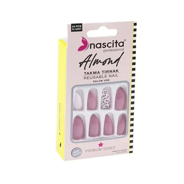 Nascita 24 Almond Colored False Nails Set - Easy Application
