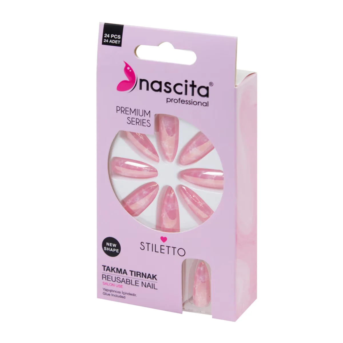 Nascita False Nails Pink Marble 24 pcs