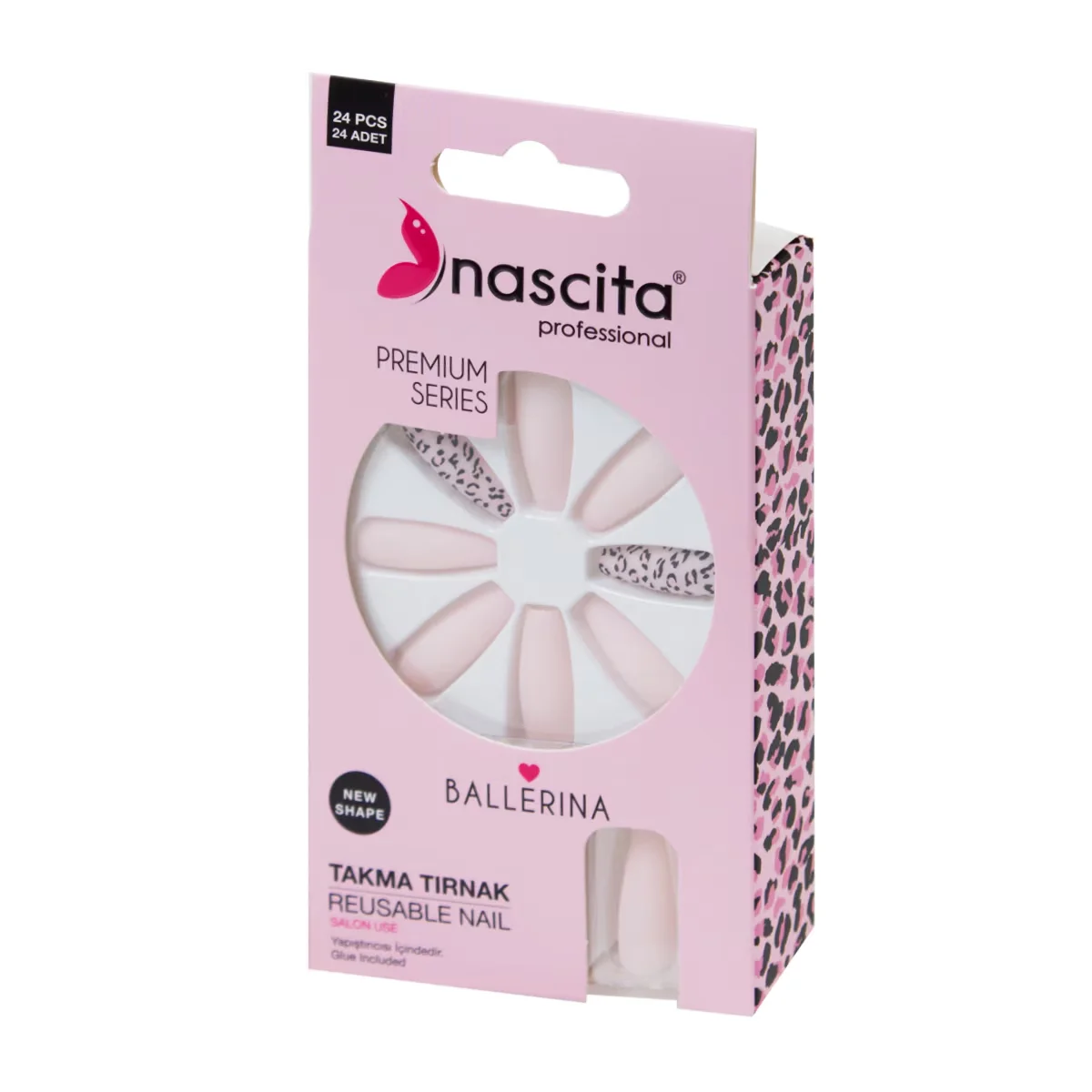 Nascita False Nails Pink Leopard 24 pcs