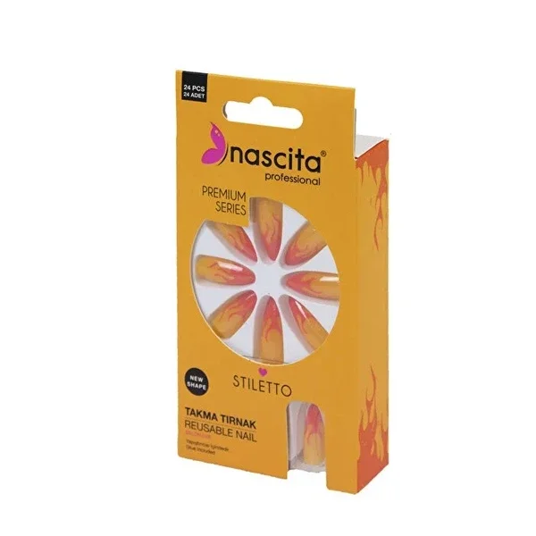 Nascita 24 Stiletto Colorful False Nails - Premium Quality