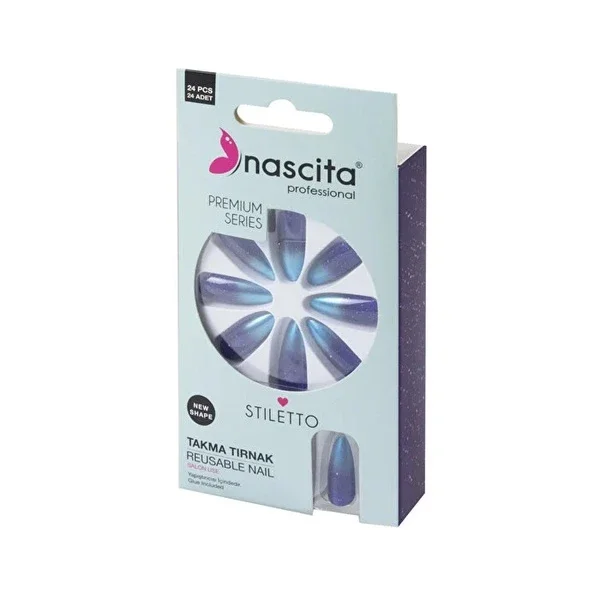 Nascita Premium 24 Stiletto Colorful False Nails Set