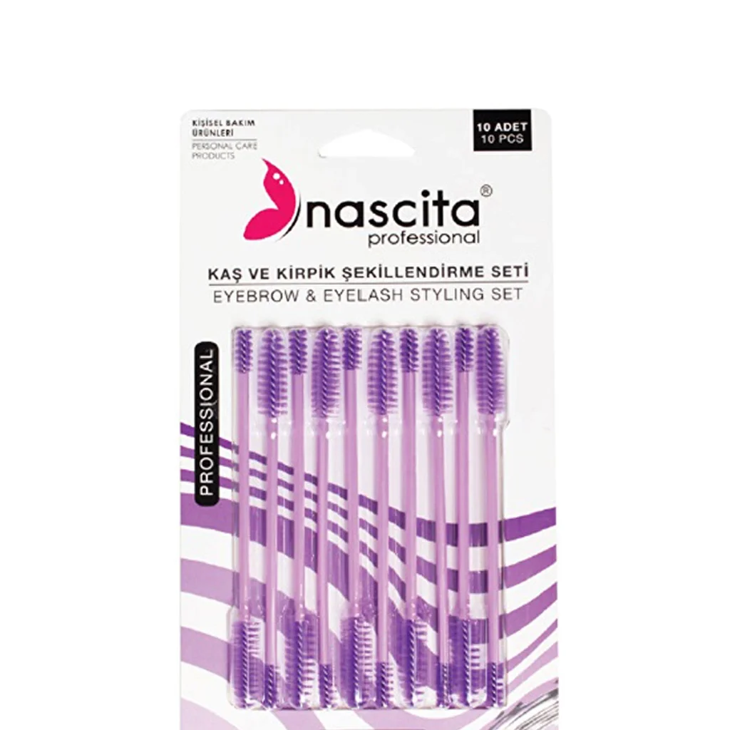 Nascita مجموعة فرش الحواجب والماسكارا الأرجوانية من ناسيتا، مكونة من ١٠ قطع