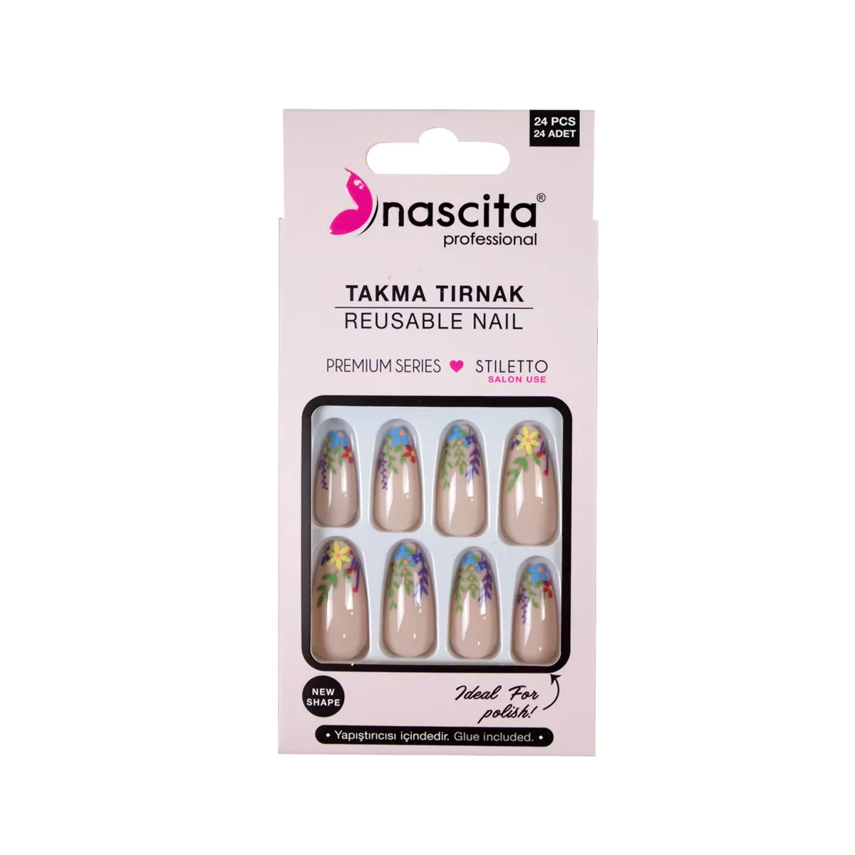 Накладные ногти Nascita Цветочные 24 шт