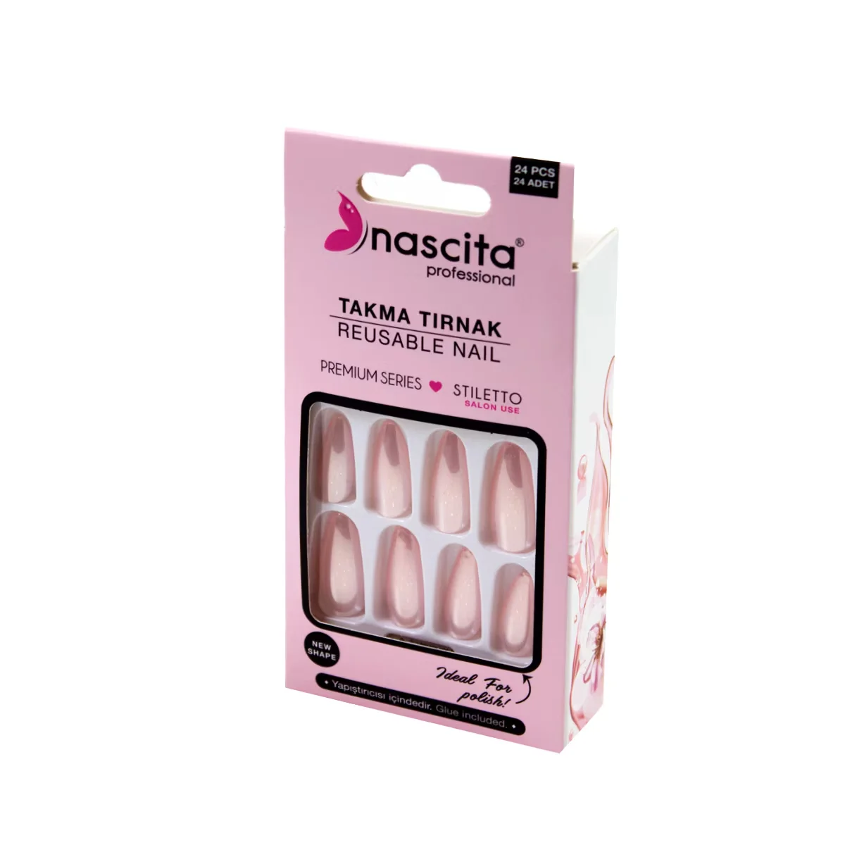 Nascita False Nails Pink Pearl 24 pcs
