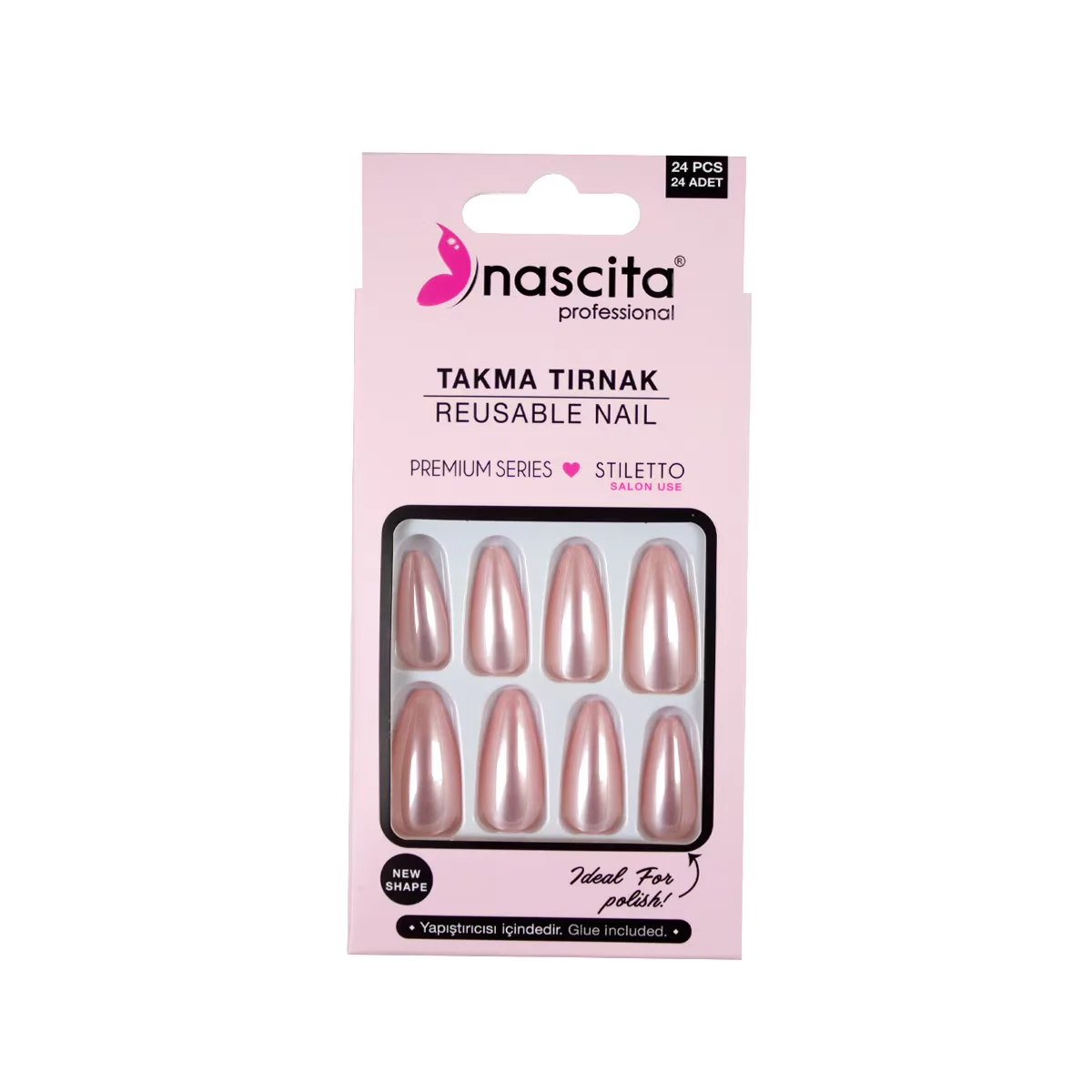 Nascita False Nails Pink Pearl 24 pcs