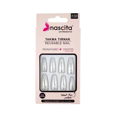 Nascita False Nails White Flower 24 pcs