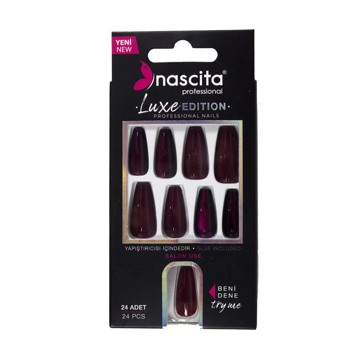 Nascita Artificial Nails Luxe 24-pcs Pearlescent Claret Red S219