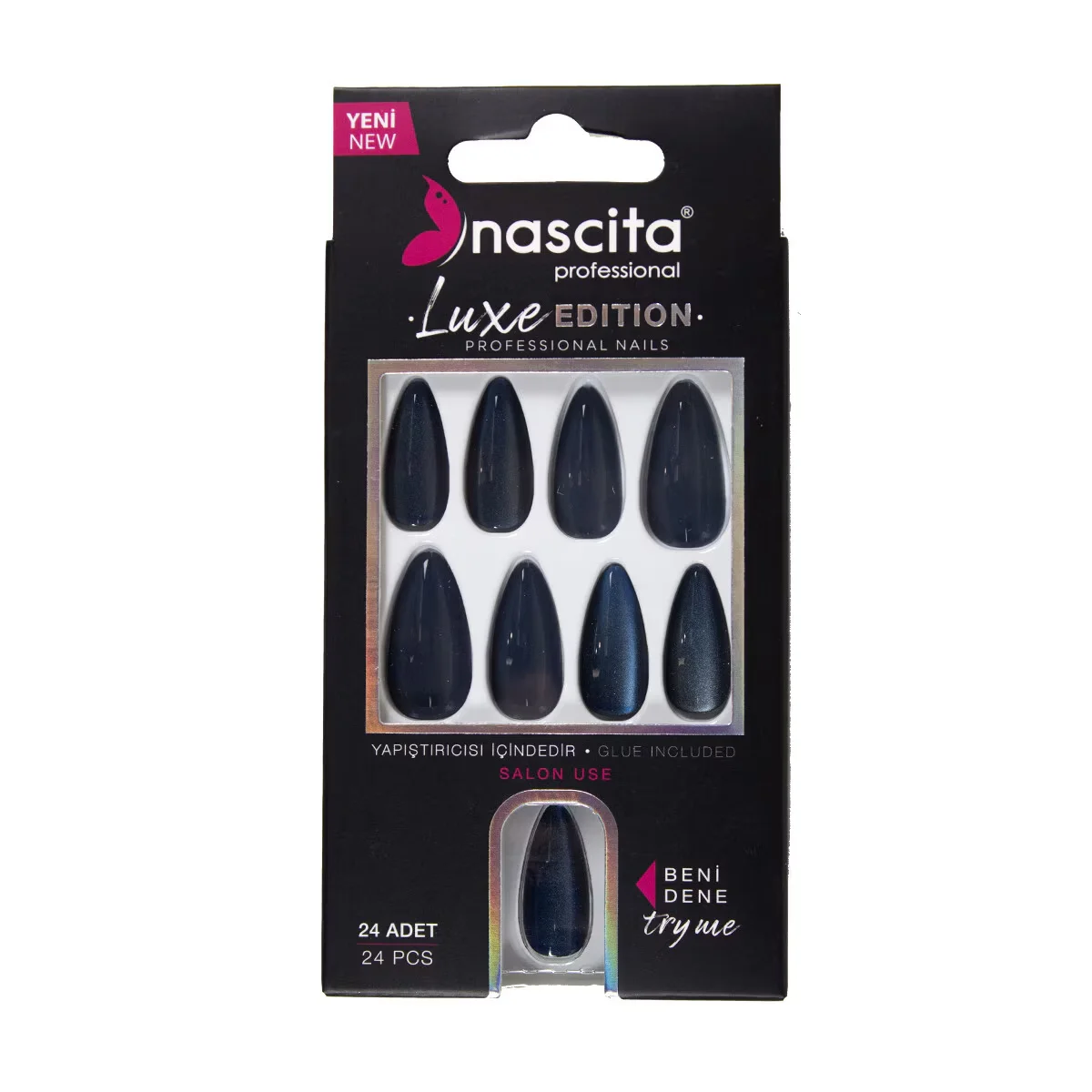 Nascita Artificial Nails Luxe 24-pcs Pearlescent Navy Blue S223