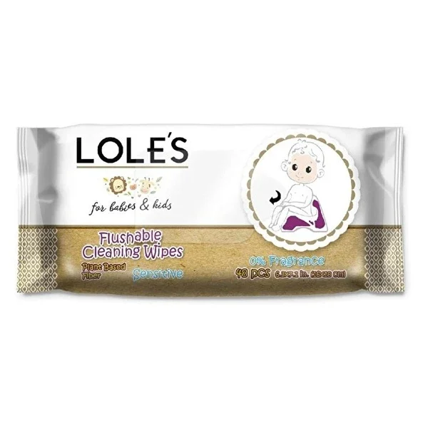 Lole's Baby Flushable Wet Wipes - 48 Count, Plant-Based & Gentle