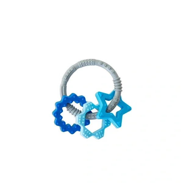Babyjem Blue Silicone Teether Ring Set for Infants 3+ Months