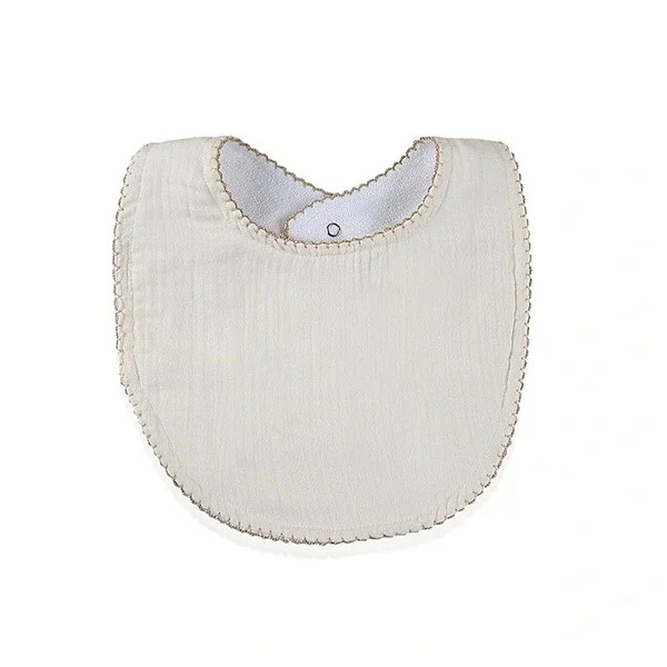 Babyjem Ecru Muslin Bib with Teething Ring & Adjustable Snaps