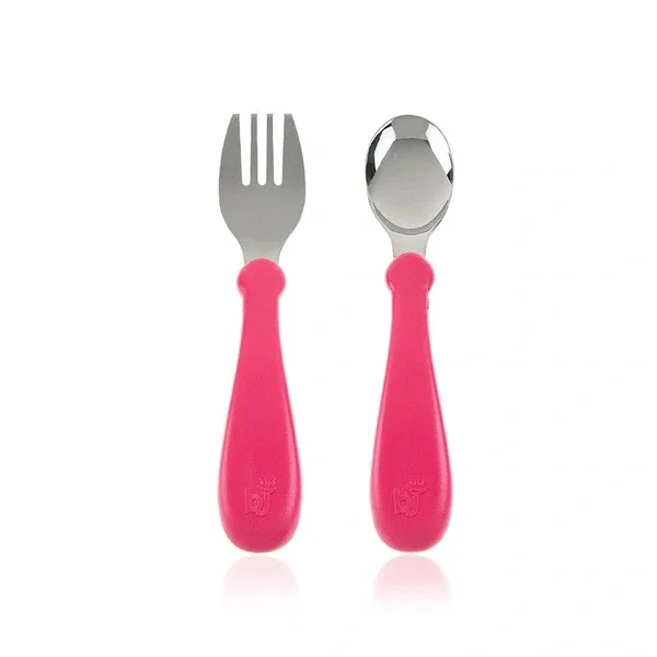 Babyjem Pink Stainless Steel Cutlery Set for Kids - Safe & Non-Slip