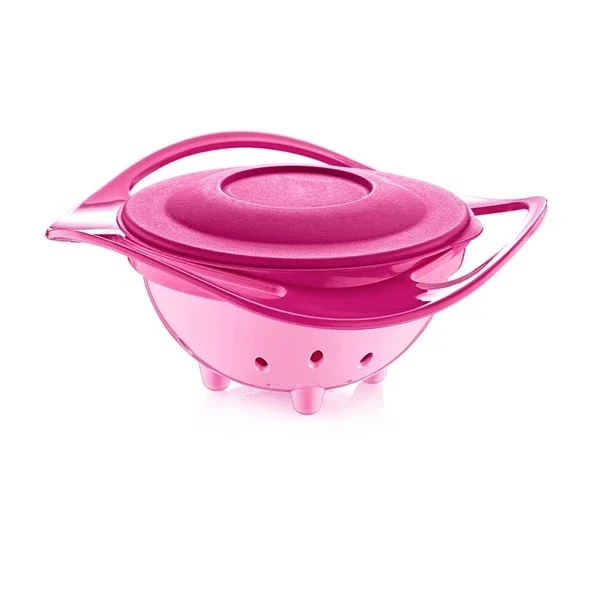 Babyjem 360° Non-Spill Plate with Lid - Pink Baby Feeding Dish