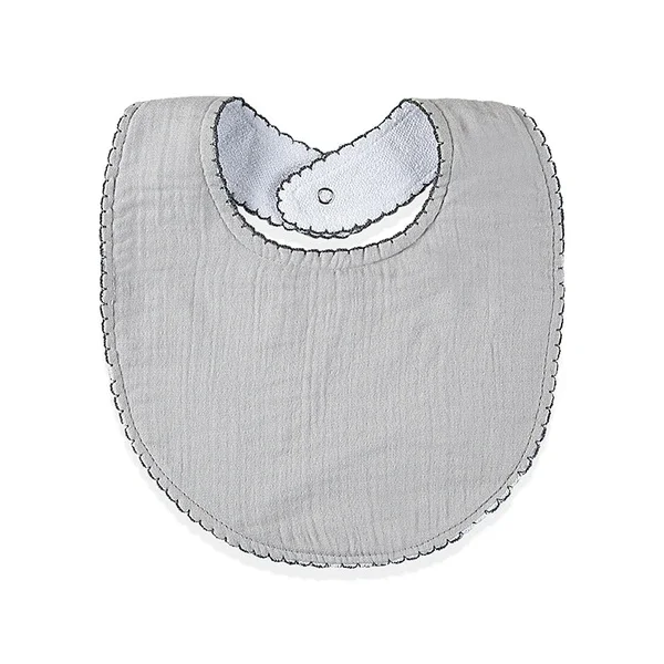 Babyjem Gray Muslin Bib with Teething Ring - Soft Cotton & Absorbent