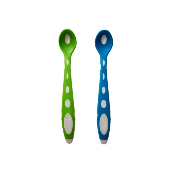 Babyjem Soft-Tip Baby Feeding Spoon - Green & Blue, 5+ Months