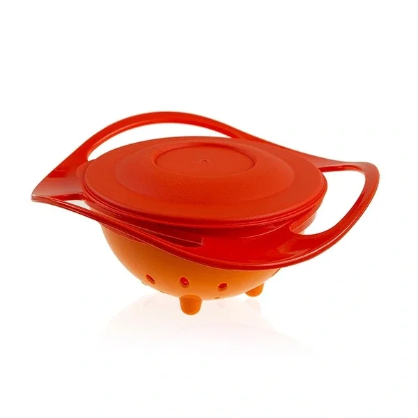 Babyjem 360° Non-Spill Feeding Plate with Lid - Orange