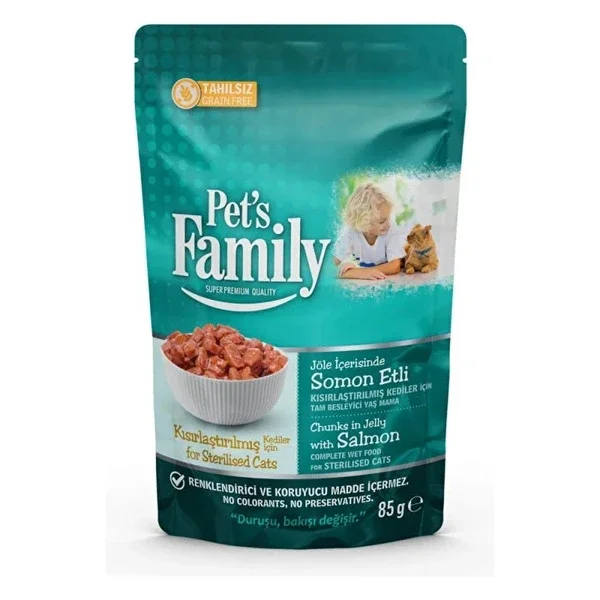 Pet's Family Pouch Neutered Cat Salmon Jelly 85 gr